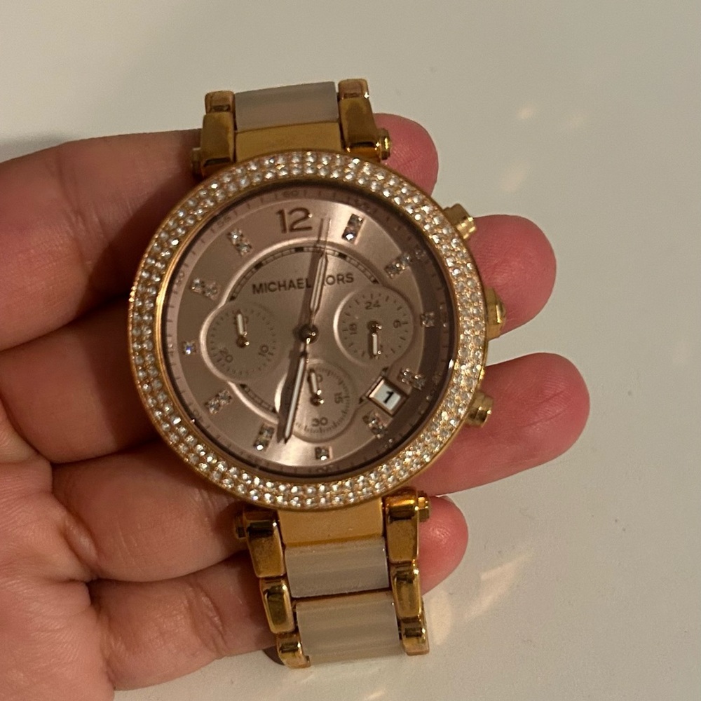 Michael Kors RoseGold and Silver Women's Watch with Crystal Accents